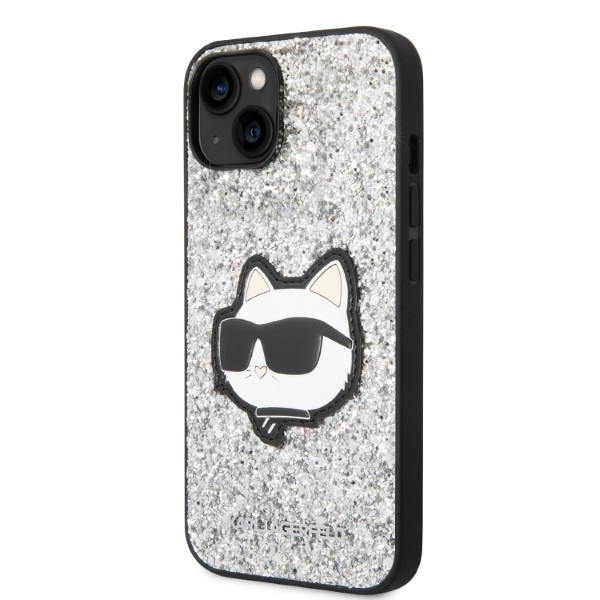 Karl Lagerfeld KLHCP14SG2CPS Apple iPhone 14 silver hardcase Glitter Choupette Patch