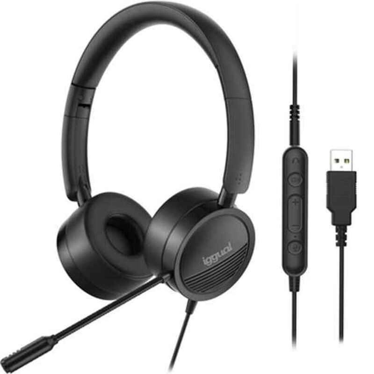 Headphones with Microphone iggual Dual Tech Black