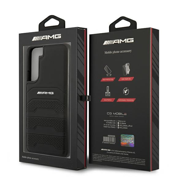 Mercedes AMG AMHCS22MGSEBK Samsung Galaxy S22+ Plus black hardcase Leather Debossed Lines