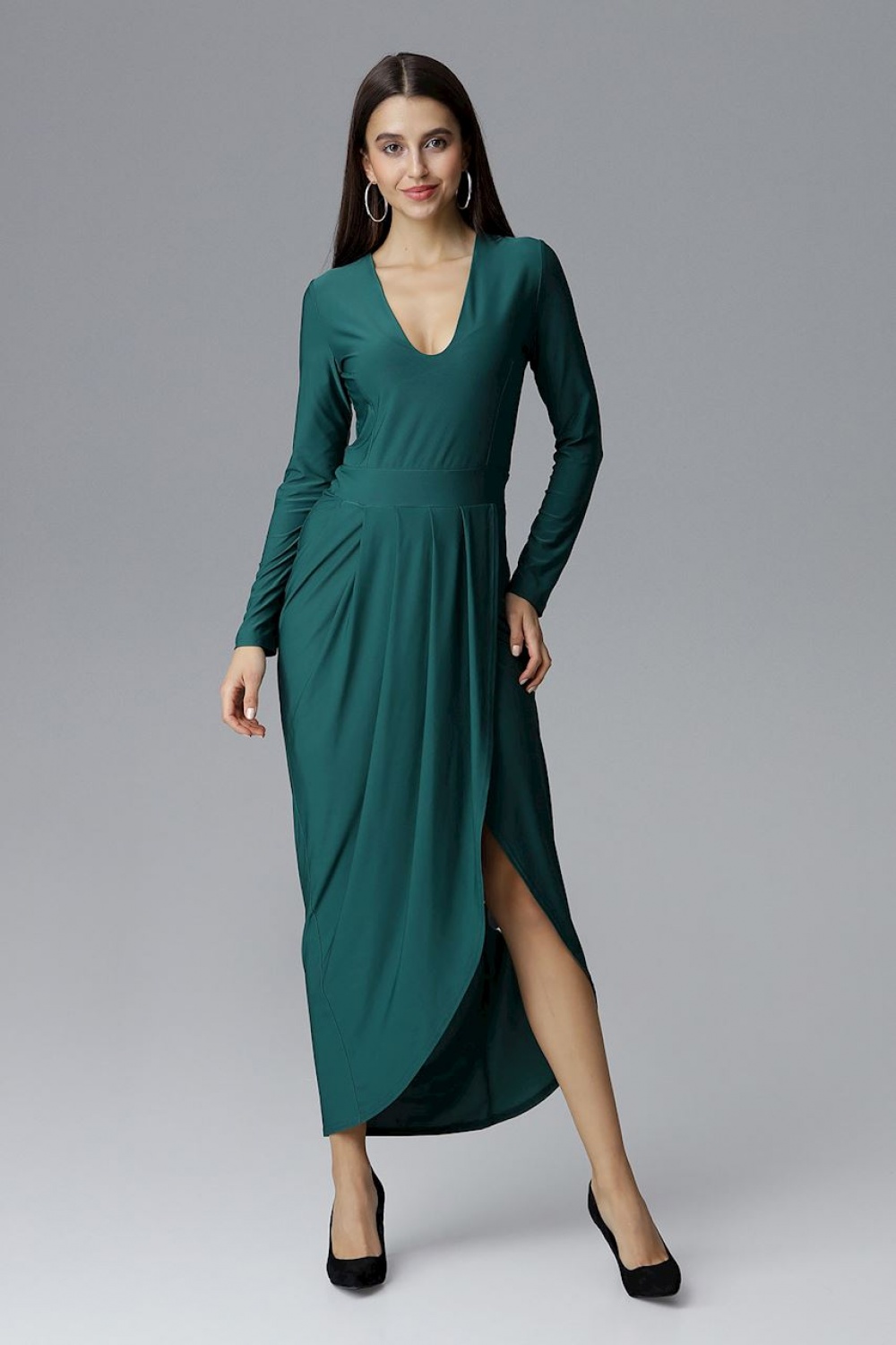 Langes Kleid model 126214 Figl grün Damen