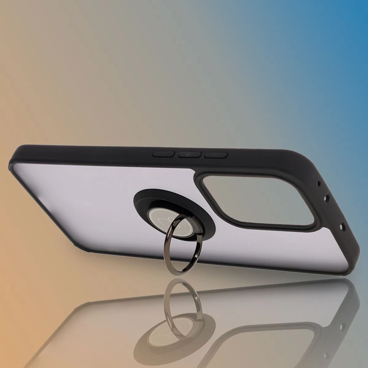 Bizon Case Hybrid Ring Oppo Reno13 Pro smoked with a black frame