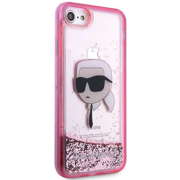 Karl Lagerfeld KLHCI8LNKHCP Apple iPhone SE 2022/SE 2020/8/7 pink hardcase Glitter Karl Head