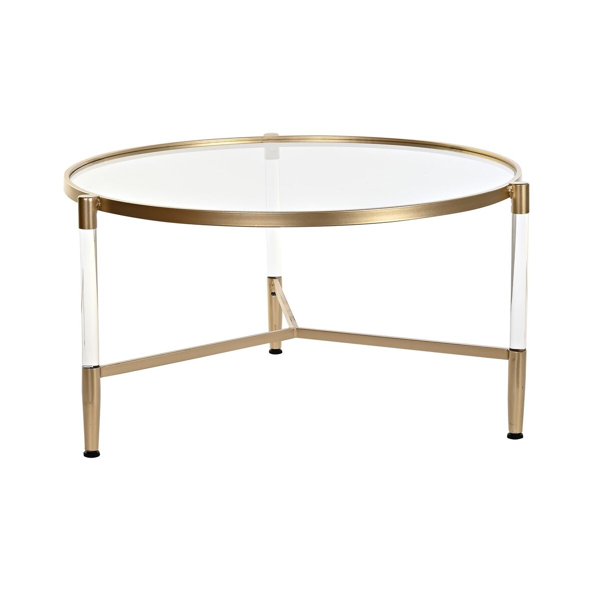 Side table DKD Home Decor 87 x 87 x 50 cm Golden Metal Transparent Acrylic Glamour