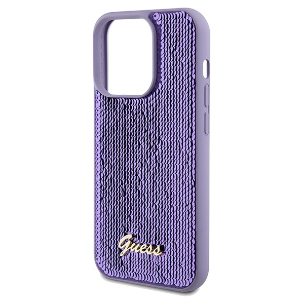 Guess GUHCP14XPSFDGSU Apple iPhone 14 Pro Max hardcase Sequin Script Metal purple