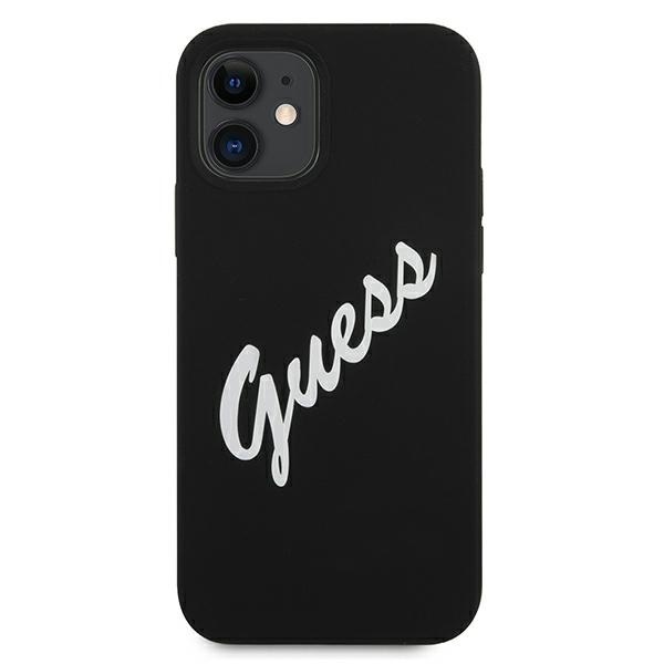 Guess GUHCP12SLSVSBW Apple iPhone 12 mini black white hardcase Silicone Vintage