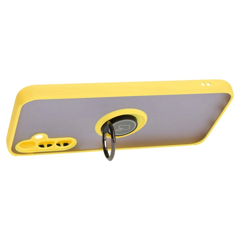 Bizon Case Hybrid Ring Samsung Galaxy M14 5G smoky with a yellow frame