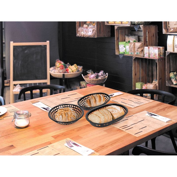 Bread Basket Black Plastic Rectangular 27,4 x 17,5 x 3,6 cm (36 Units)