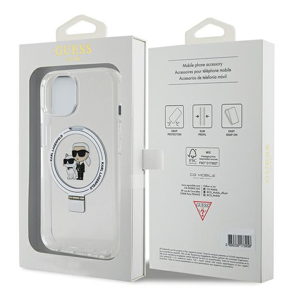 Karl Lagerfeld KLHMP14SHMRSKCH Apple iPhone 14 / 15 hardcase Ring Stand Karl&Choupettte MagSafe white