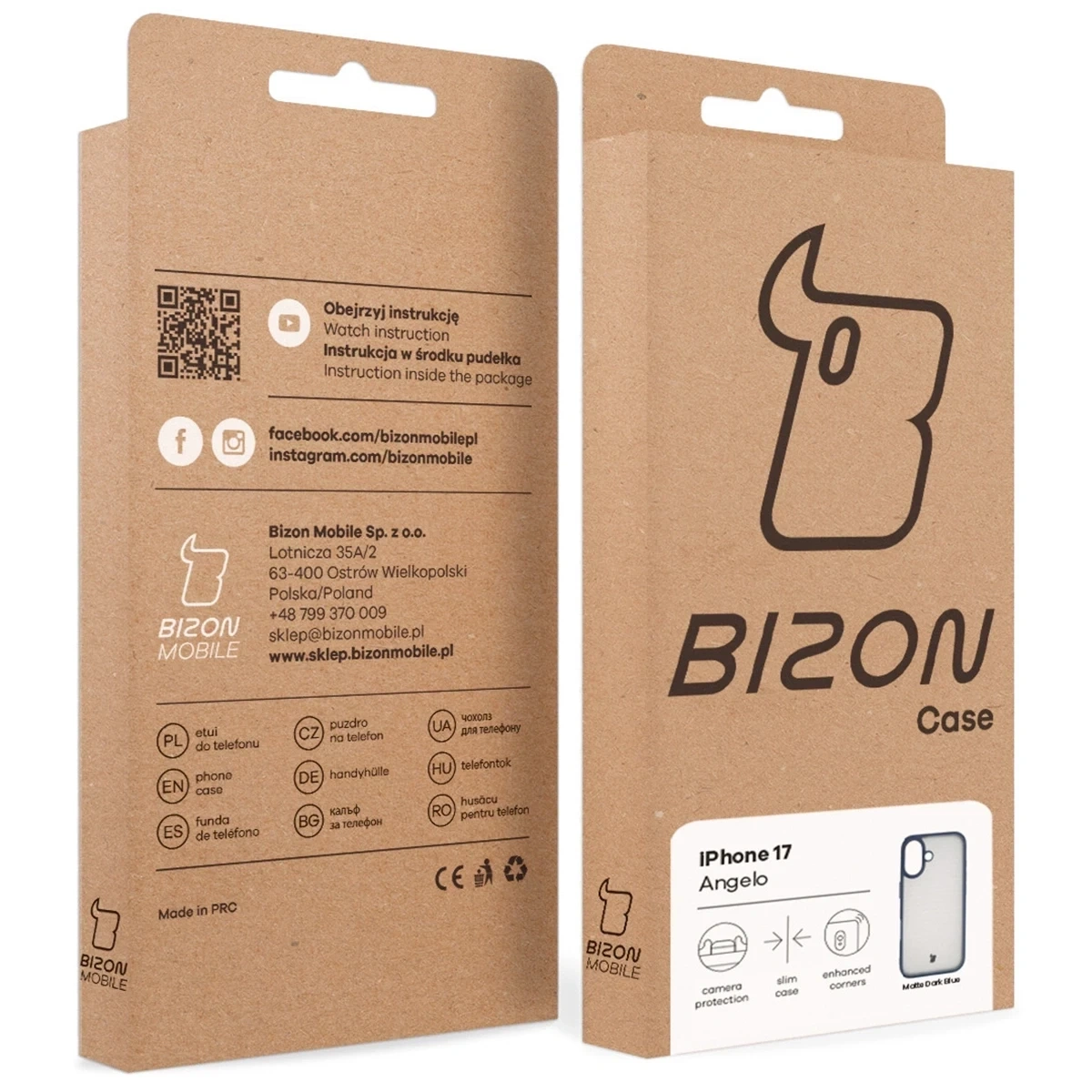 Etui Bizon Case Angelo do Apple iPhone 17 półprzezroczyste z granatową ramką