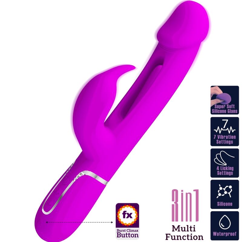 PRETTY LOVE - KAMPAS RABBIT 3 IN 1 MULTIFUNCTION VIBRATOR WITH TONGUE VIOLET