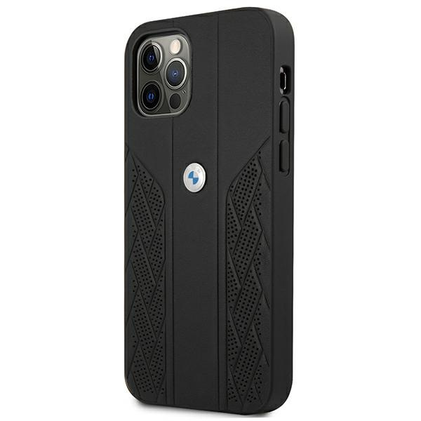 BMW BMHCP12LRSPPK Apple iPhone 12 Pro Max black hardcase Leather Curve Perforate