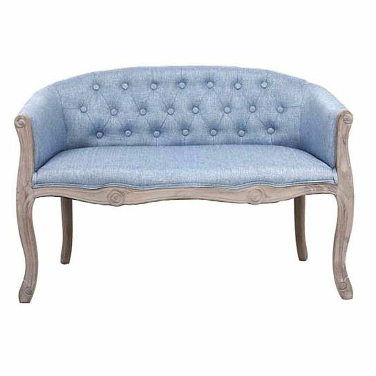 Sofa DKD Home Decor Blau Polyester Kautschukholz (107 x 61 x 71 cm)