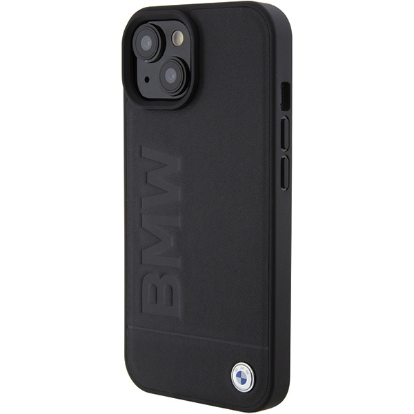 BMW BMHCP15SSLLBK Apple iPhone 15 Leather Hot Stamp black