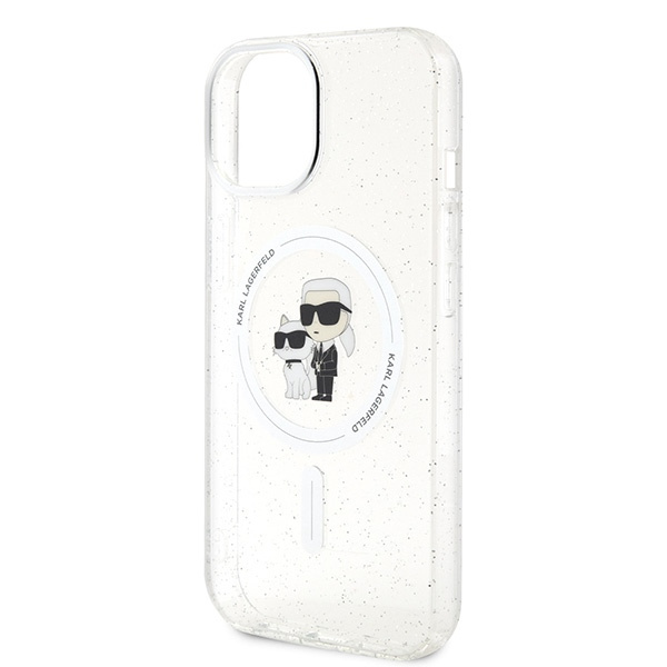 Karl Lagerfeld KLHMP15SHGKCNOT Apple iPhone 15 hardcase Karl&Choupette Glitter MagSafe transparent