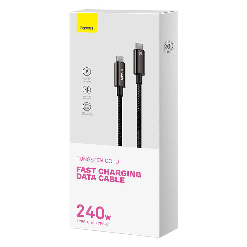 Baseus Tungsten Gold USB-C/USB-C Cable 240W 2m (black)