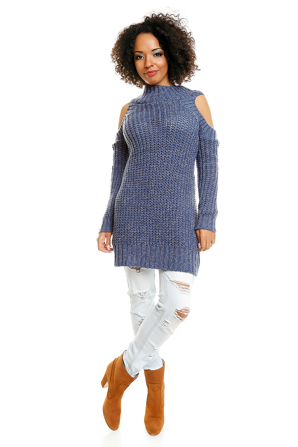  Hard-knitted jumper model 84345 PeeKaBoo  blue