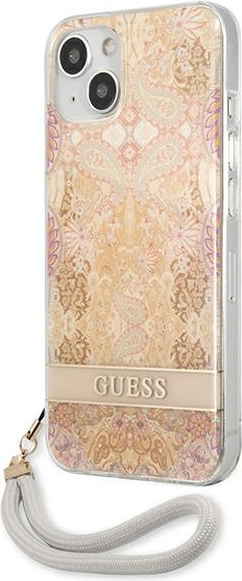 Guess GUHCP13SHFLSD Apple iPhone 13 mini gold hardcase Flower Strap