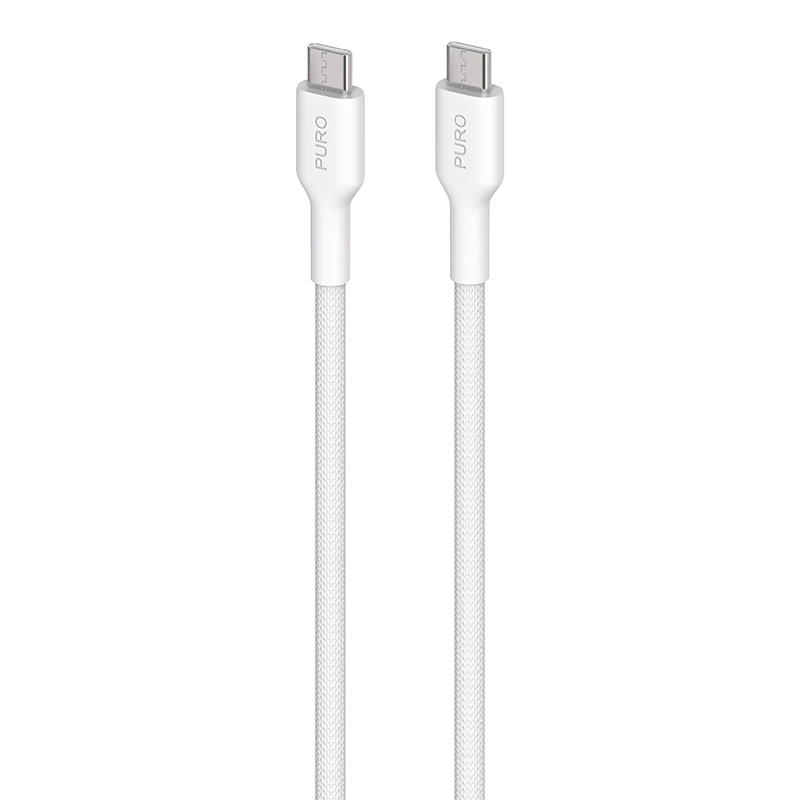 Cable PURO Fabric Ultra Strong heavy duty USB-C/USB-C 1,2m (white)