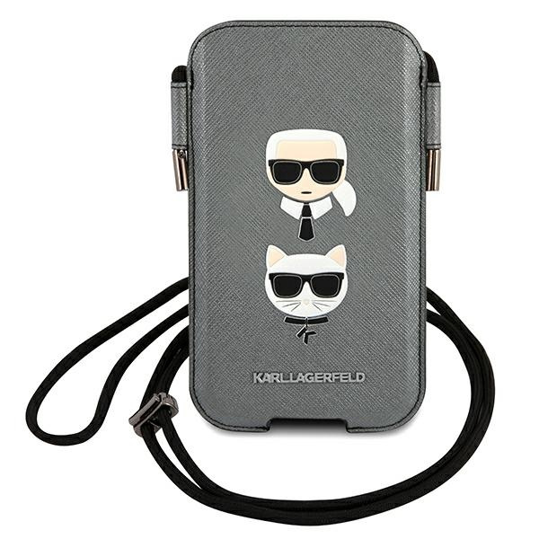 Karl Lagerfeld KLHCP12LOPHKCG 6.7 inch grey hardcase Saffiano Ikonik Karl&Choupette Head