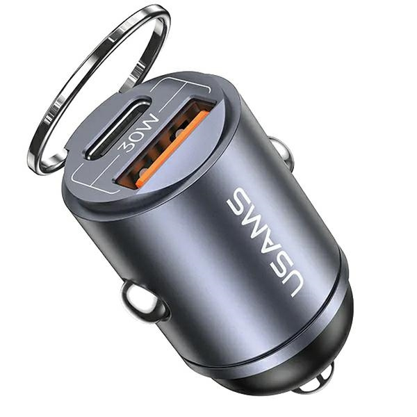 USAMS C38 USB-A, USB-C 30W PD Fast Charge car charger tarnish 