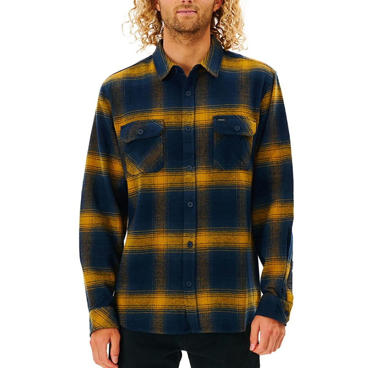 Men’s Long Sleeve Shirt Rip Curl Count Blue Yellow Franela