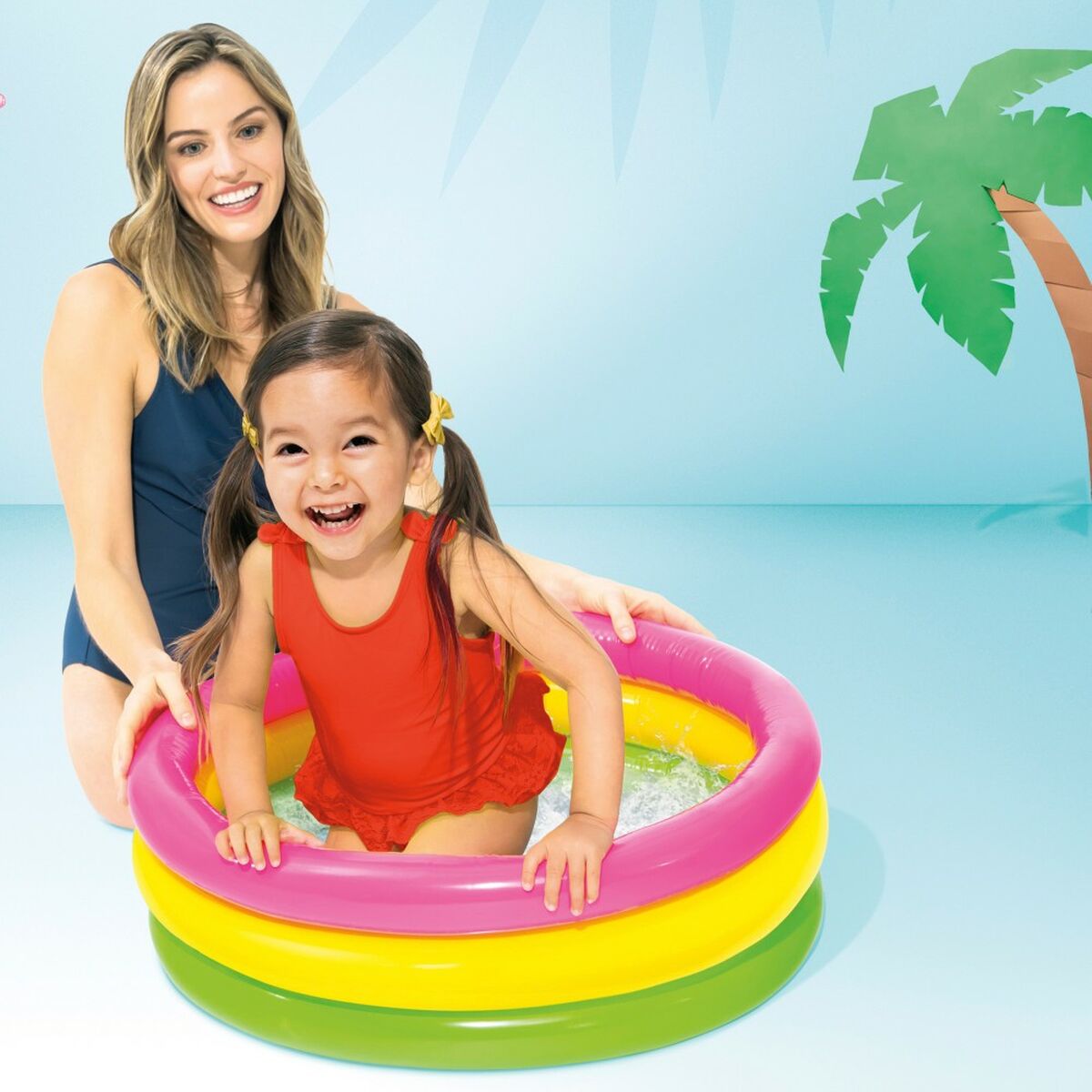 Inflatable Paddling Pool for Children Intex Sunset Glow Rings 61 x 22 x 61 cm 28 L (12 Units)
