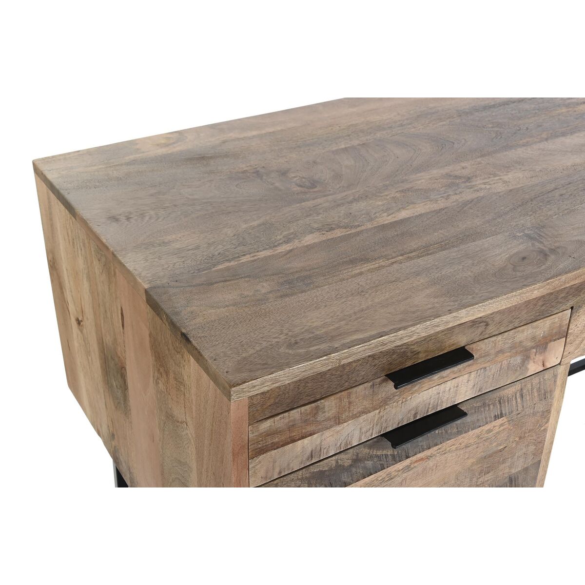 Desk DKD Home Decor 150 x 60 x 85 cm Natural Black Metal Mango wood