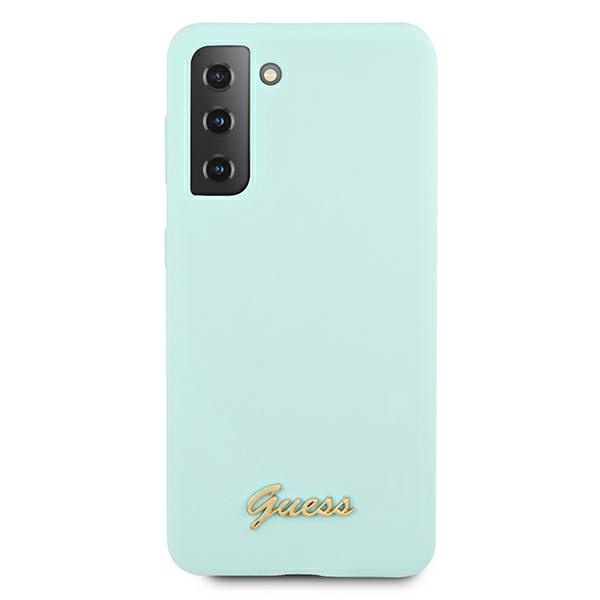 Guess GUHCS21MLSLMGLB Samsung Galaxy S21+ Plus blue hardcase Silicone Script Metal Logo