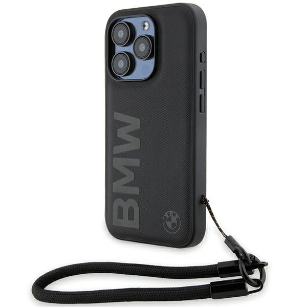 BMW BMHCP15L23RMRLK Apple iPhone 15 Pro hardcase Signature Leather Wordmark Cord black