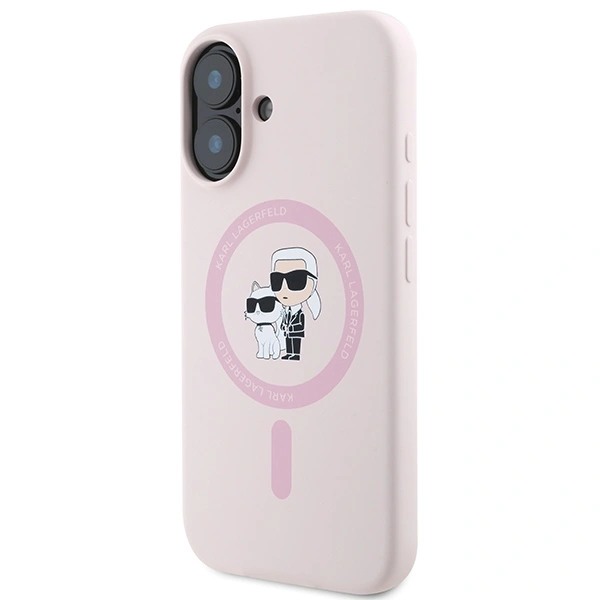 Karl Lagerfeld KLHMP16MSCMKCRHP Apple iPhone 16 Plus hardcase Silicone Karl&Choupette Ring MagSafe pink