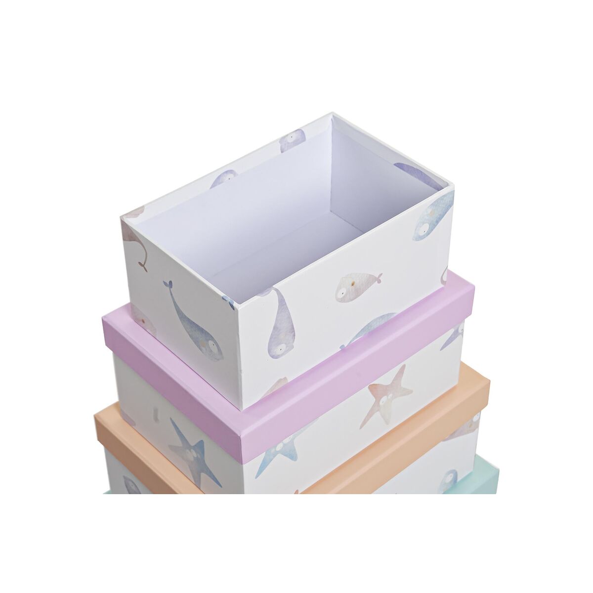 Set of Stackable Organising Boxes DKD Home Decor Navy Cardboard (43,5 x 33,5 x 15,5 cm)