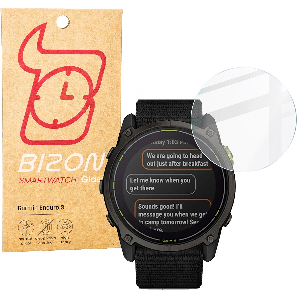Bizon Glass Watch Clear Garmin Enduro 3
