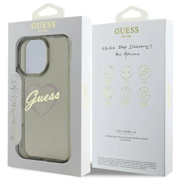 Guess GUHCP16XHCHGSPK Apple iPhone 16 Pro Max hardcase IML Heart black
