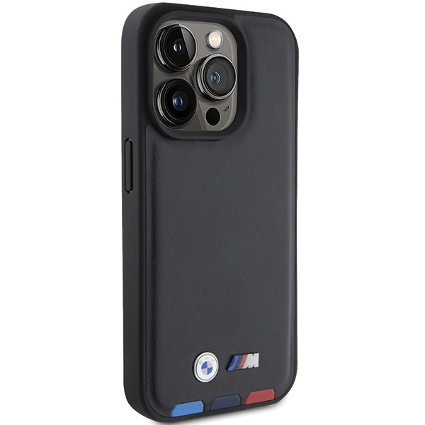 BMW BMHCP15L22PTDK Apple iPhone 15 Pro Leather Stamp Tricolor black