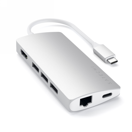 Satechi Aluminium Adapter V2 USB-C (USB-C, 3x USB-A, 4K HDMI, card reader) (silver)
