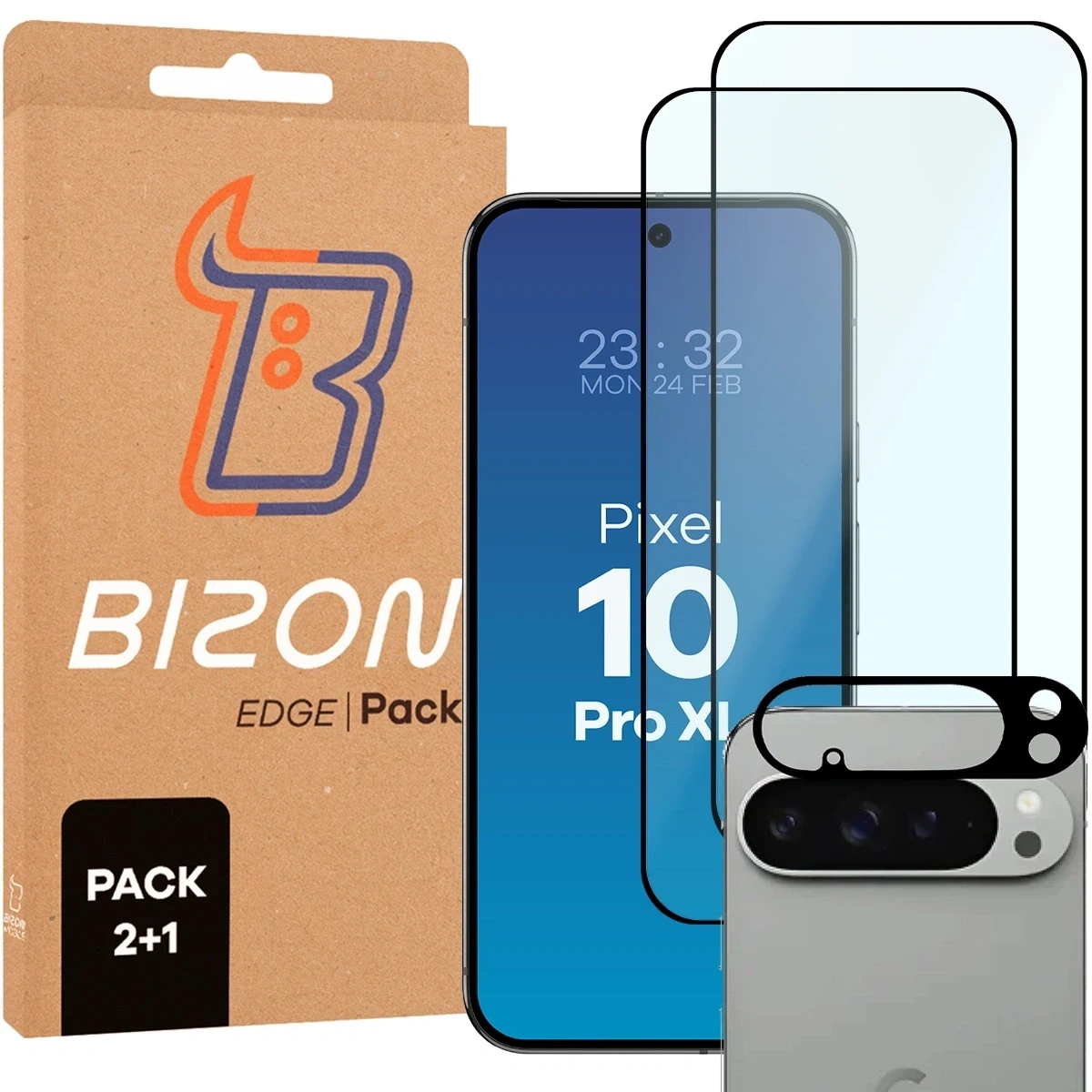 2x Szkło na ekran + szkło na aparat BIZON Edge Pack do Google Pixel 10 Pro XL