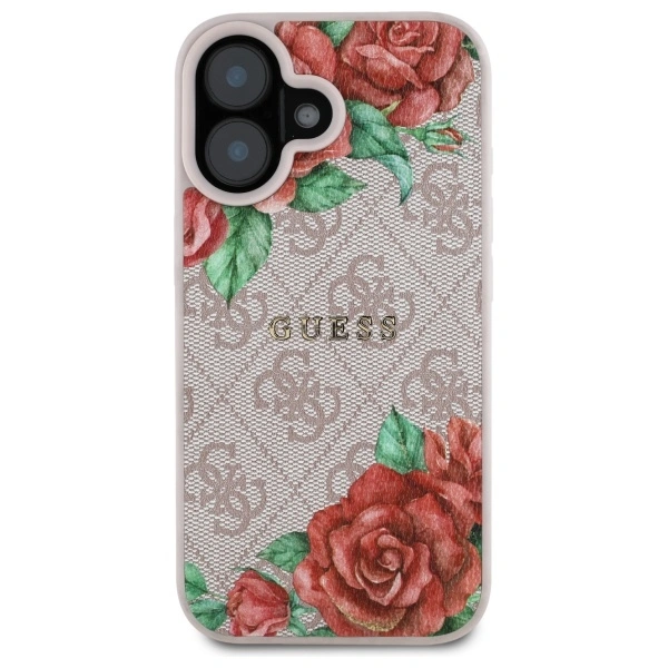 Guess GUHMP16SP4ROPEMCP Apple iPhone 16 hardcase 4G Flowers Print MagSafe pink