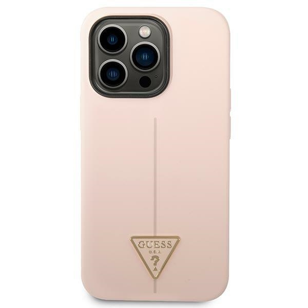 Guess GUHCP14XSLTGP Apple iPhone 14 Pro Max pink hardcase Silicone Triangle