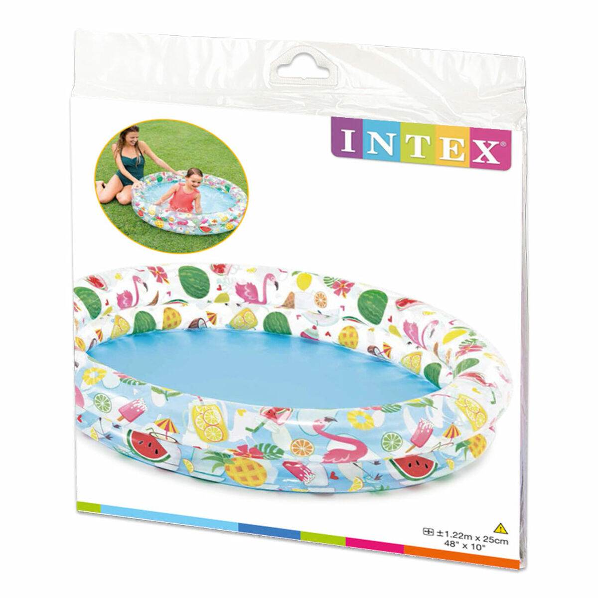 Inflatable Paddling Pool for Children Intex Tropical Rings 122 x 25 cm 150 l (12 Units)