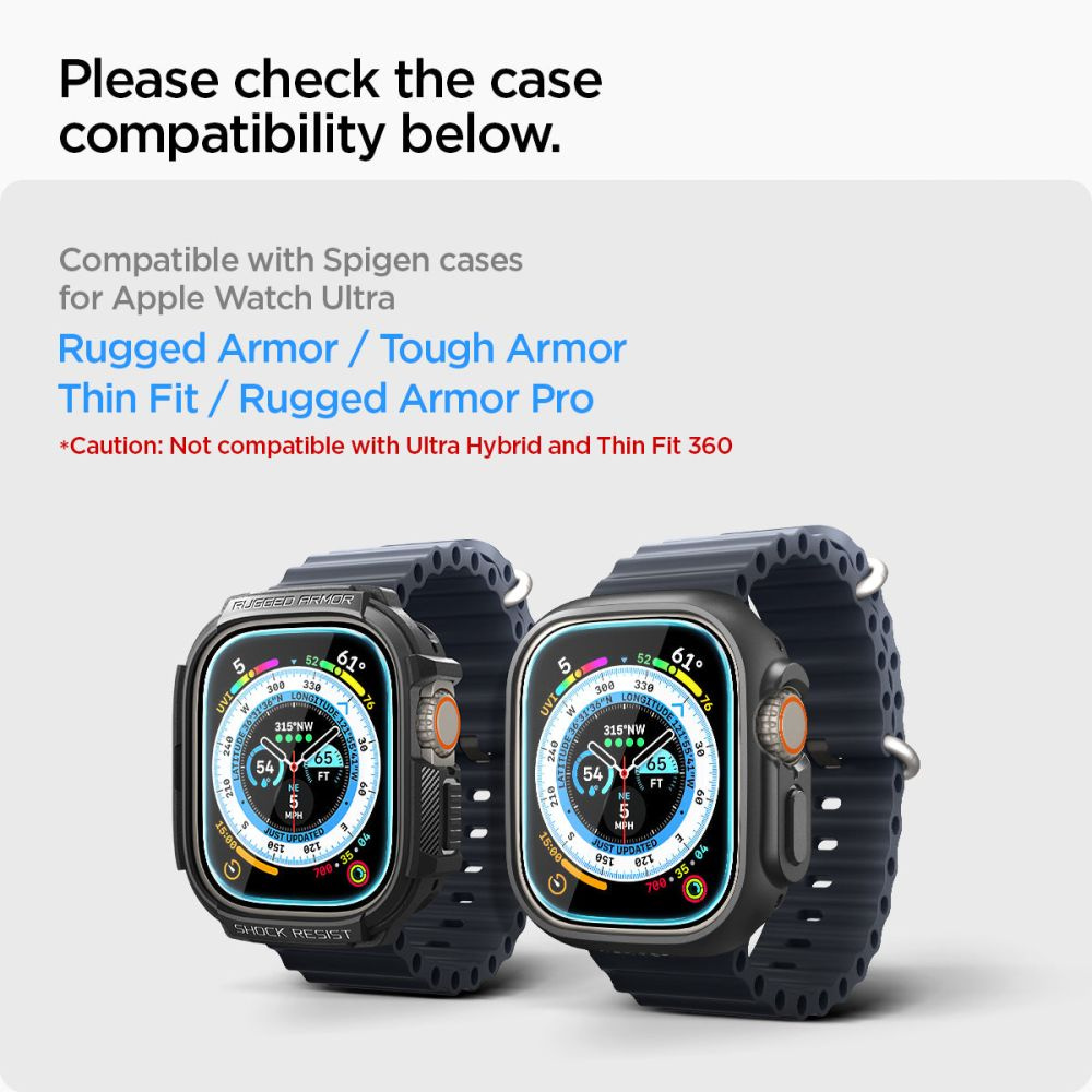 Spigen GLAS.tR ez Fit Apple Watch Ultra 49mm Clear [2 PACK]