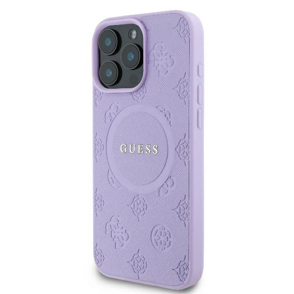 Case Guess GUHMP16XPSAPSMEU Apple iPhone 16 Pro Max hardcase Saffiano Peony Classic Logo MagSafe purple