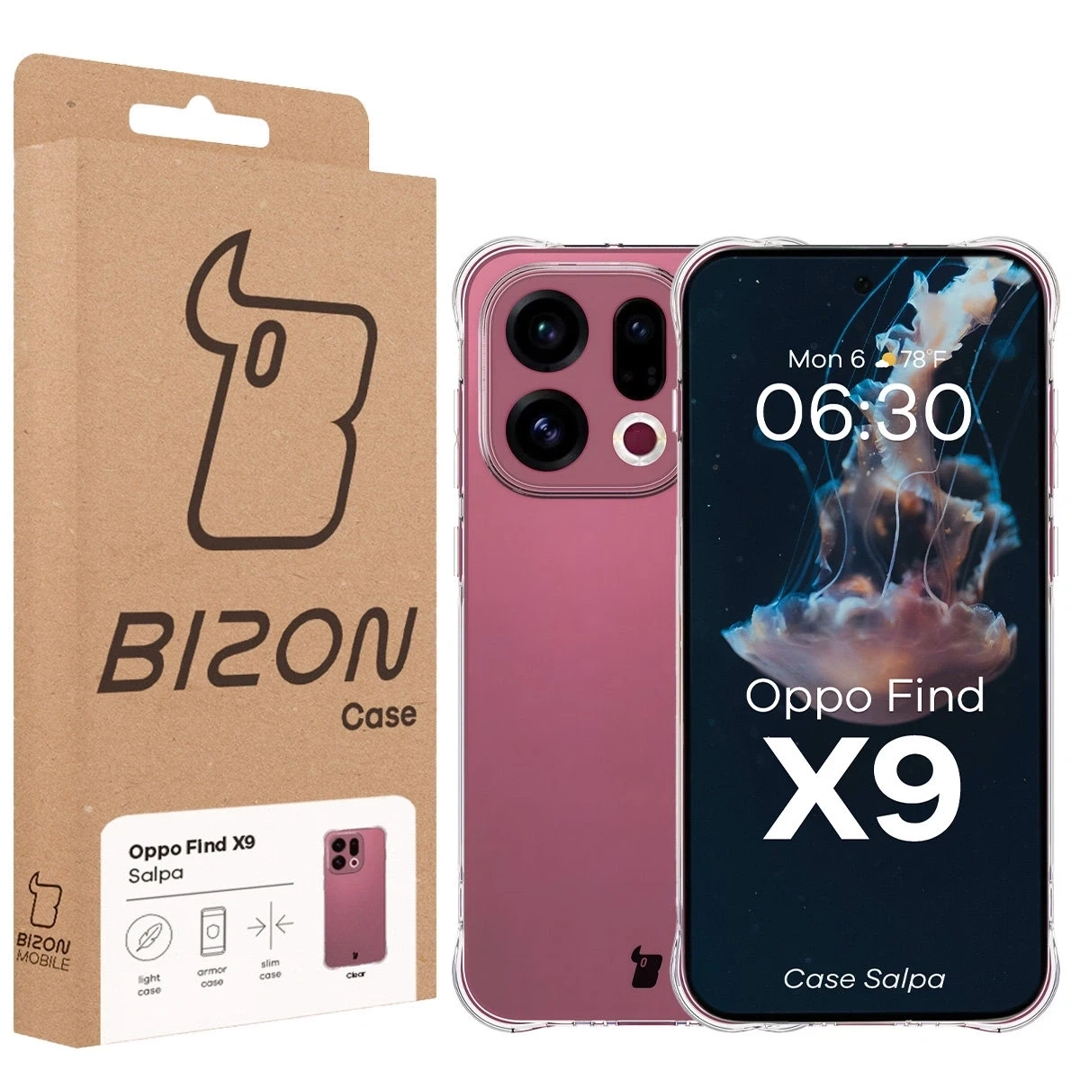 Elastyczne etui Bizon Case Salpa do Oppo Find X9 przezroczyste