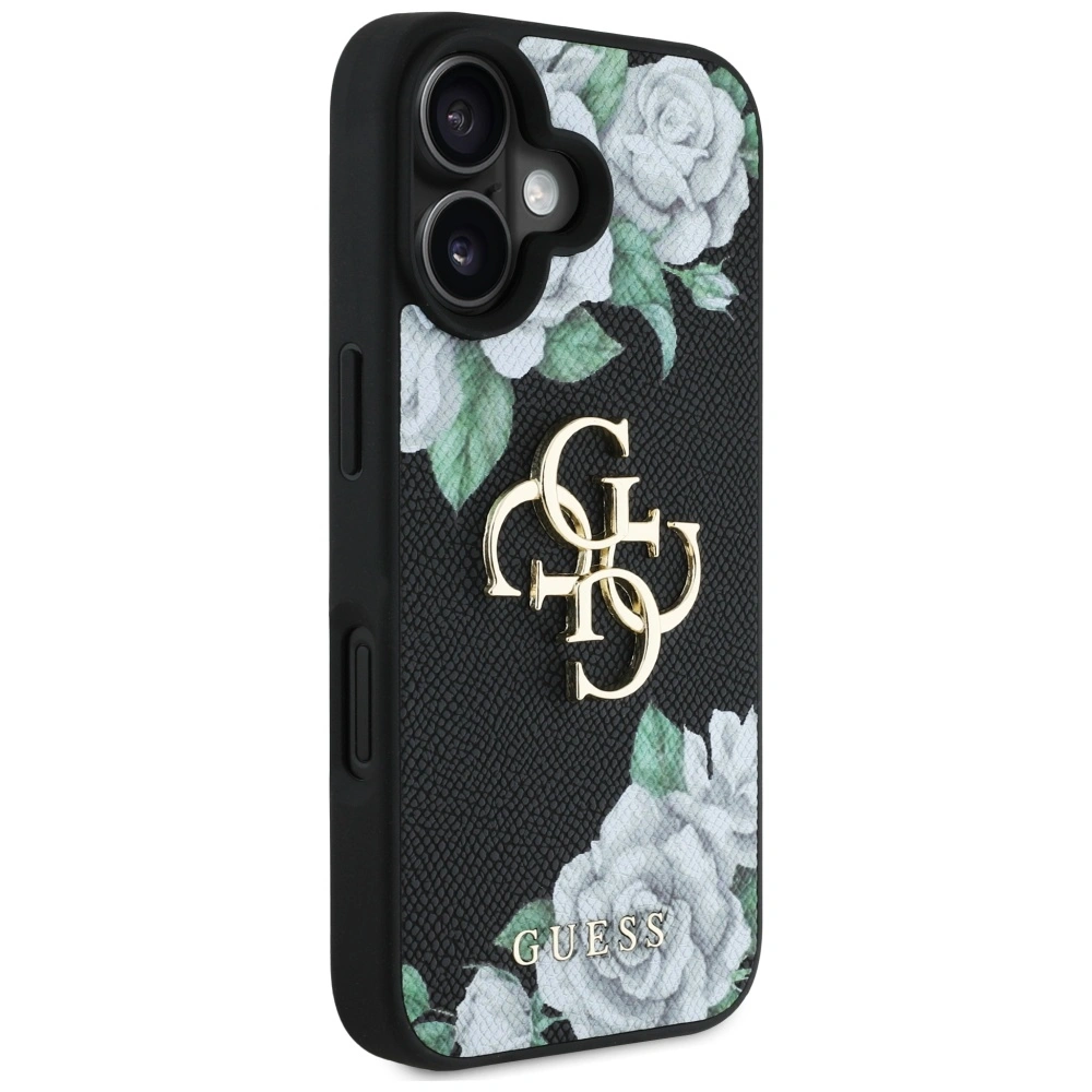 Etui Guess Grained Roses Big 4G logo do Apple iPhone 16 czarny