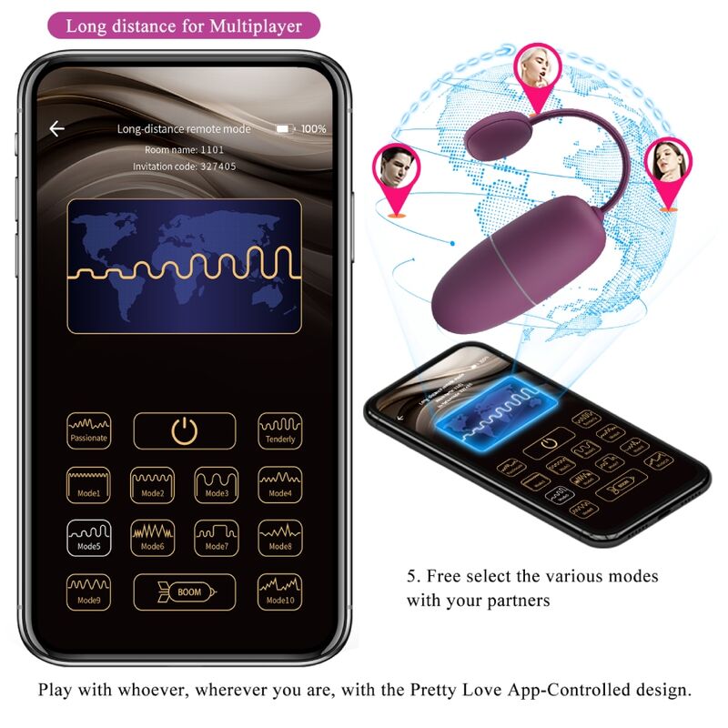 PRETTY LOVE - NYMPH VIBRATING EGG APP CONTROLLED LILA PRETTY LOVE - NYMPH VIBRATING EGG APP CONTROLLED LILA