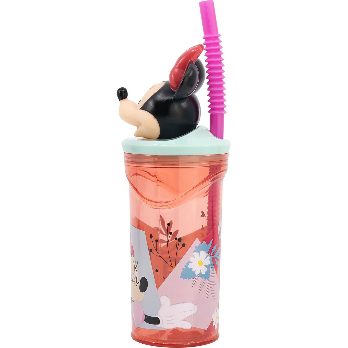 Cup with Straw Minnie Mouse 360 ml 3D Pink