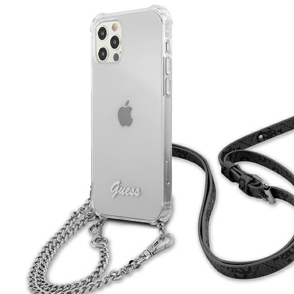 Guess GUHCP12LKC4GSSI Apple iPhone 12 Pro Max Transparent hardcase 4G Silver Chain
