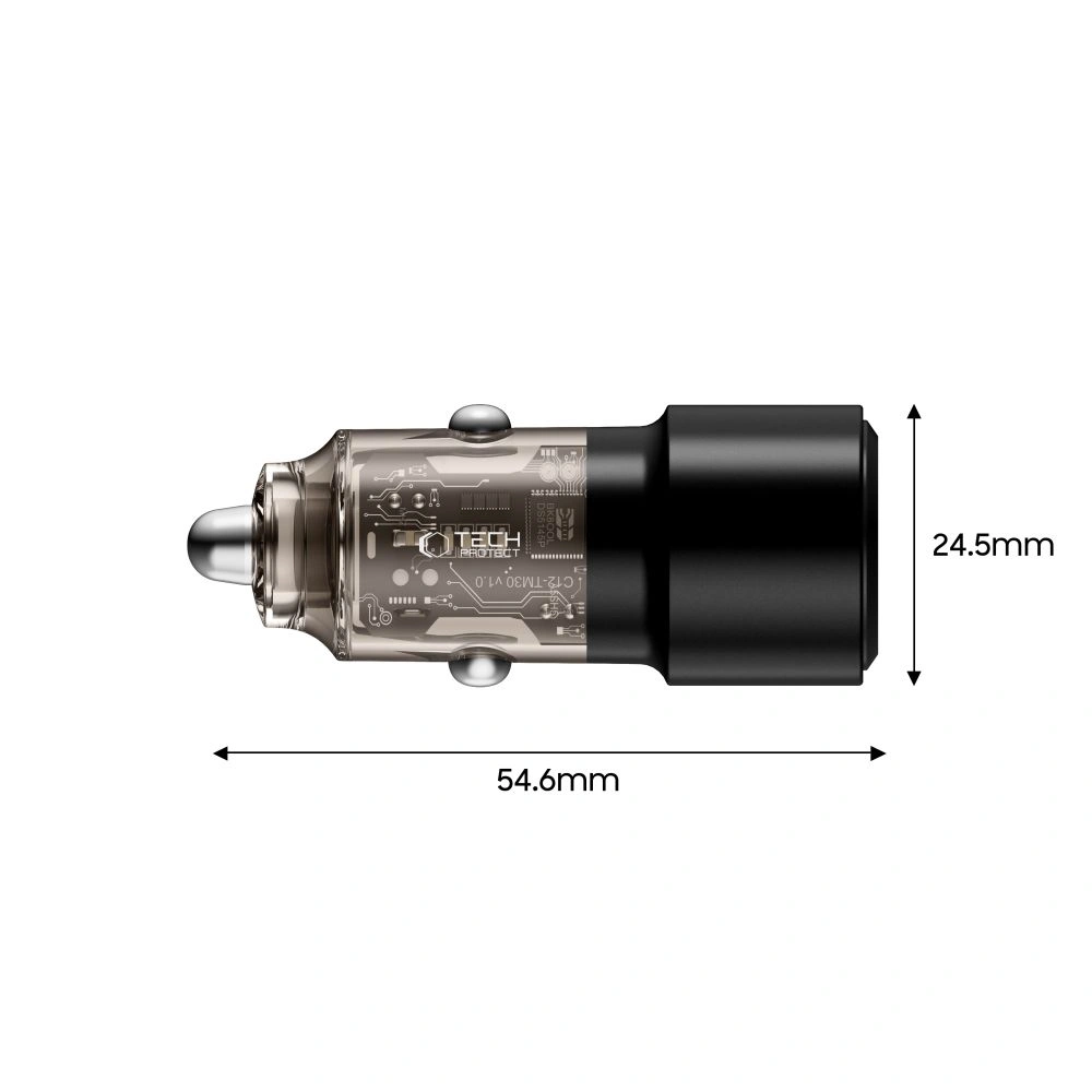 Tech-Protect CC03 2-port Car Charger USB-A, USB-C PD 75W Black