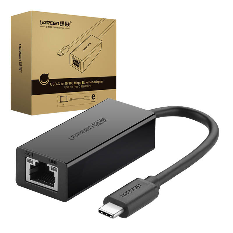 UGREEN 30287 USB-C / RJ45 Ethernet 10/100 Mbps external adapter black