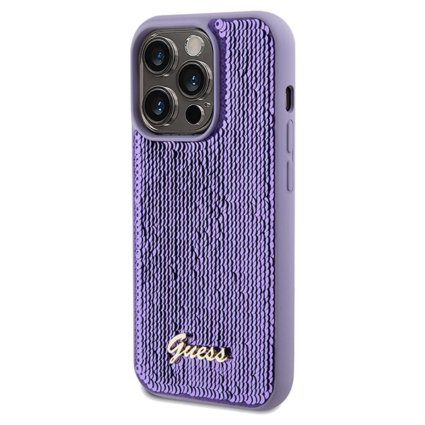 Guess GUHCP14XPSFDGSU Apple iPhone 14 Pro Max hardcase Sequin Script Metal purple