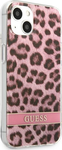 Guess GUHCP13SHSLEOP Apple iPhone 13 mini pink hardcase Leopard